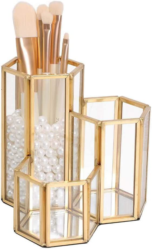 Holder For Desk Organizer Gold Glass C