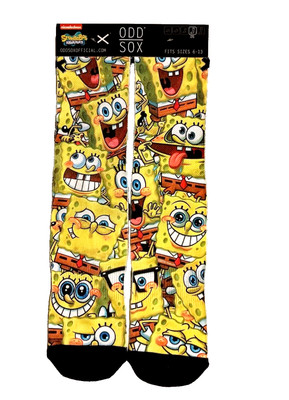Sponge Bob Squarepants Odd Sox Unisex Crew Socks Sizes 6-13 Nickelodeon Allover