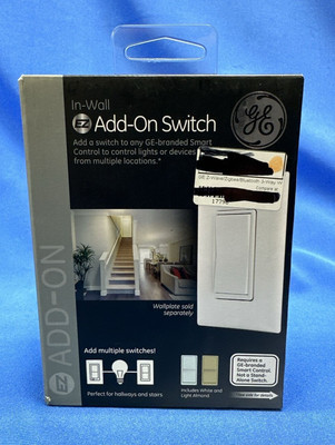 GE - Home Automation 120 VAC 3-Way Auxiliary Add-On Switch, Almond/White Paddles