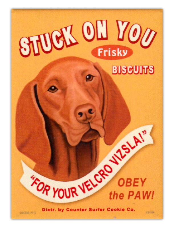 Retro Dogs Refrigerator Magnets - Vizsla Biscuits - Vintage Advertising Art