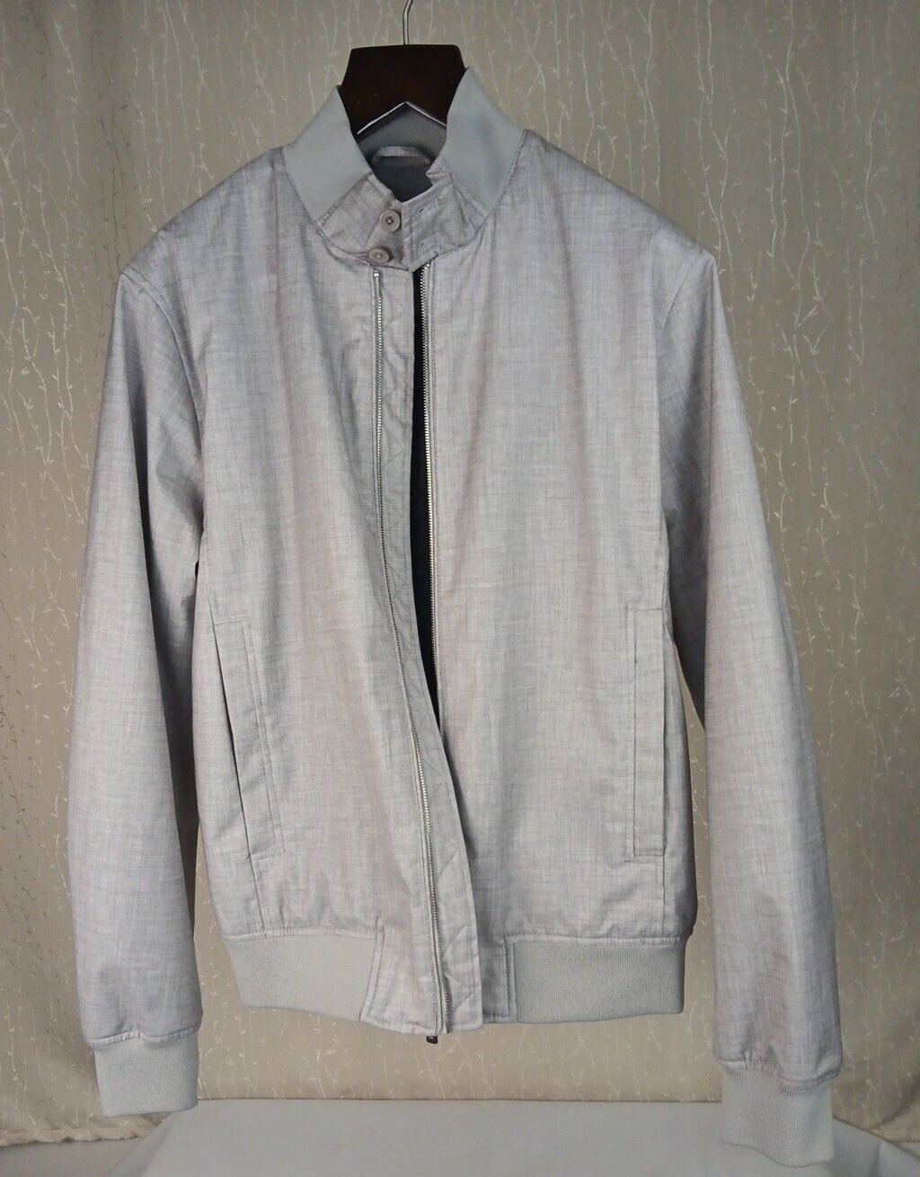 ZARA Men's Jacket Medium Beige INDITEX Windbreaker Zip-up