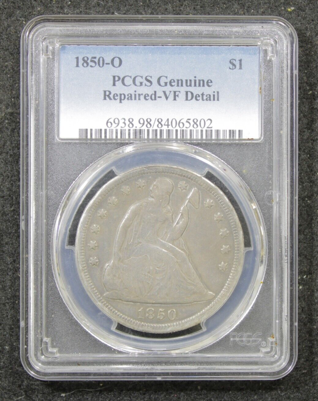銀貨　1850年製　ONE DOL 1850-O Seated Liberty Silver Dollar $1 - PCGS VF Details