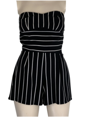 Black and white hotsell striped romper pants