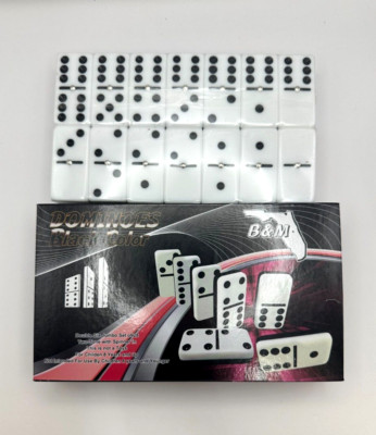 Domino Double Six 6 Jumbo Two Tone Black White Jumbo ProTournament Size With Box