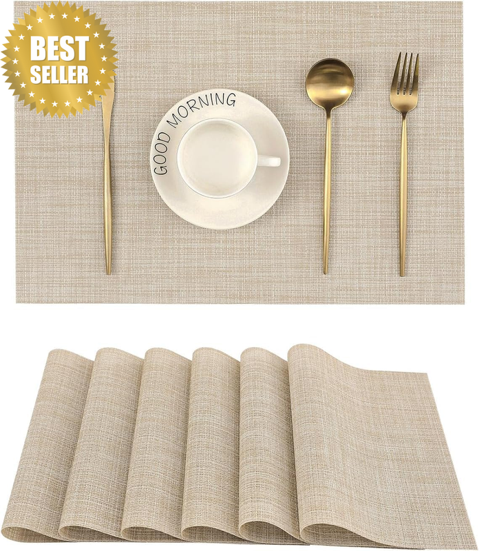 6-Piece Placemat Set – Heat-Resistant and Non-Slip Placemats, Washable and Durab