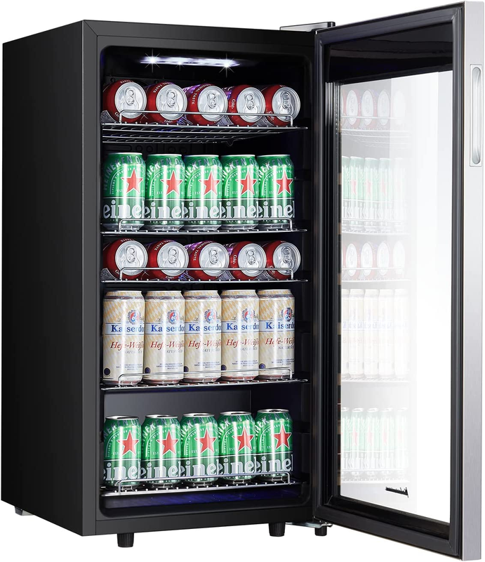 Mini Beverage Refrigerator Freestanding- 120 Cans Capacity Beverage Cooler- for