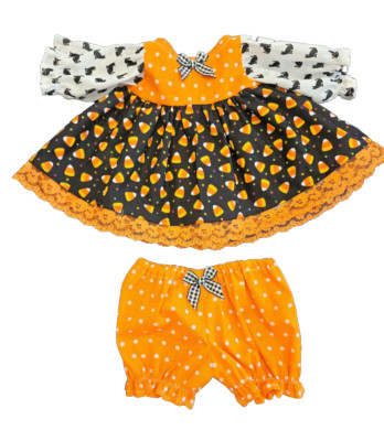 Cabbage Patch Kids Doll Halloween Candy Corn Dress Panties Handmade Orange Black