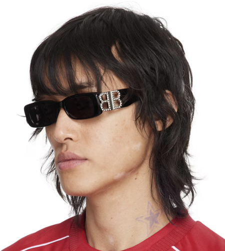 BALENCIAGA BALENCIAGA BB0096S-017 BLACK SILVER SUNGLASSES