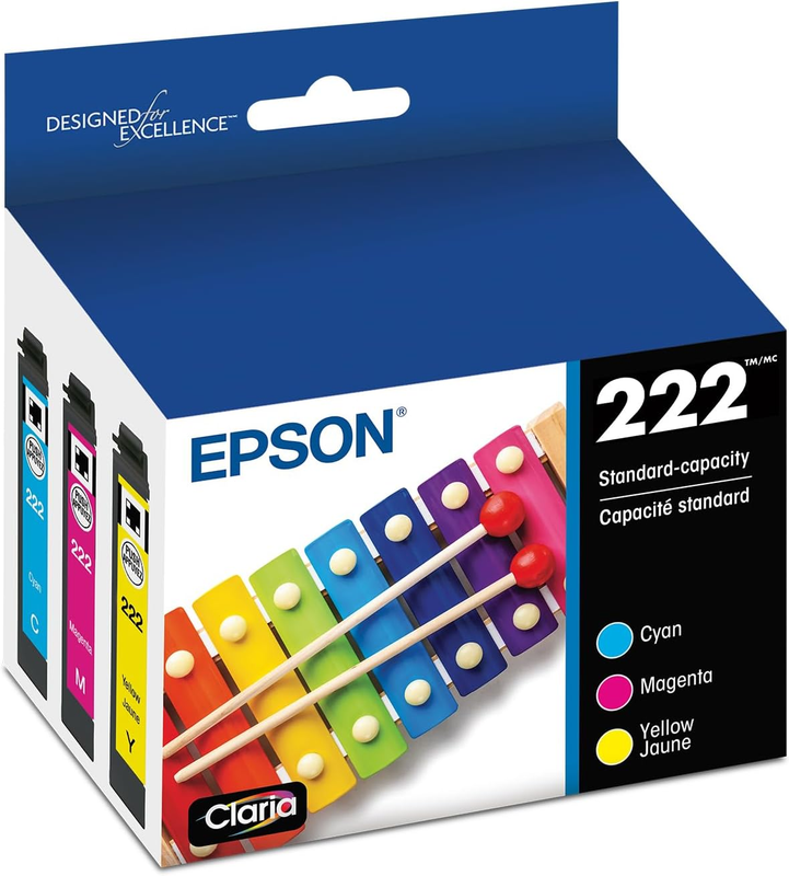 222 Claria Ink Standard Capacity Color Combo Pack (T222520-S) Works with Workforce WF-2960, Expression XP-5200