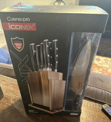 Cuisine::pro  ICONIX 9 Piece Knife Set NIB NEW German steel Wooden block