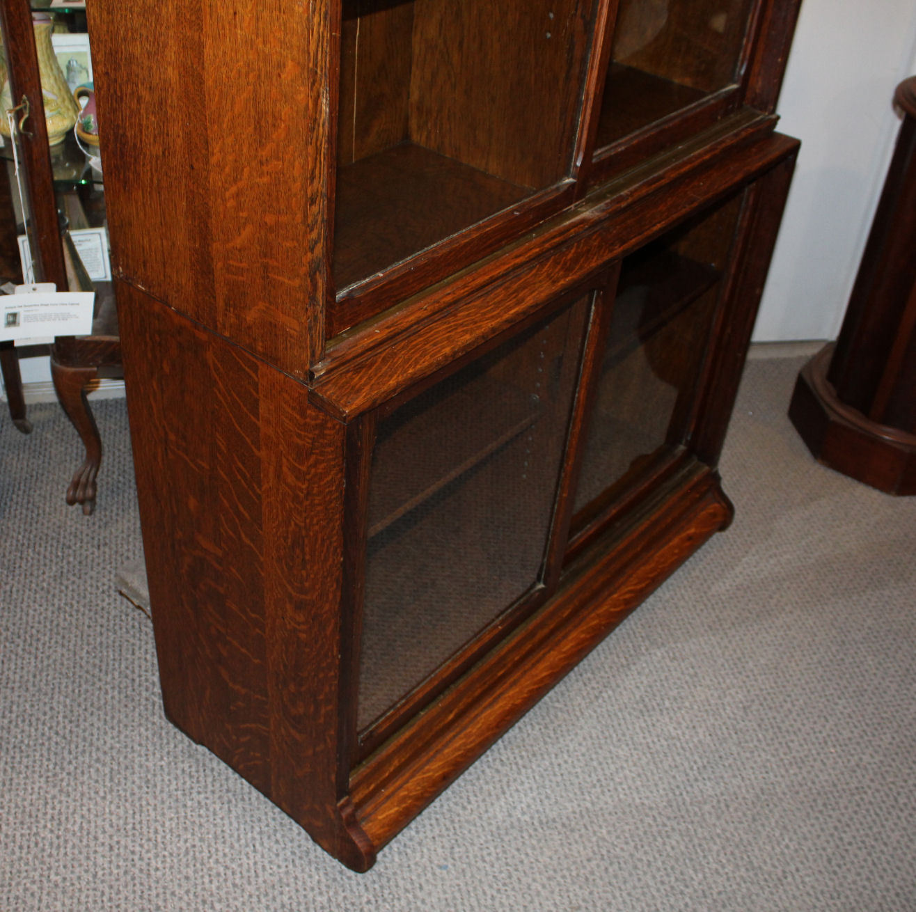 Antique Oak Danner Sectional Two High Bookcase – ledge front