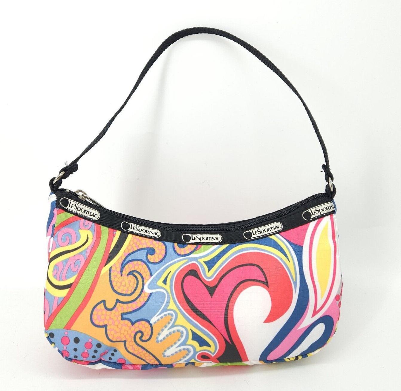 LeSportSac Mini Hobo Purse Multi Color Swirl With Black Trim