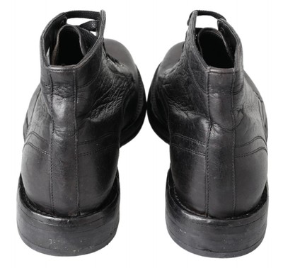 Pre-owned Dolce & Gabbana Equisite Black Lace-up Leather Men's Boots Authentic
