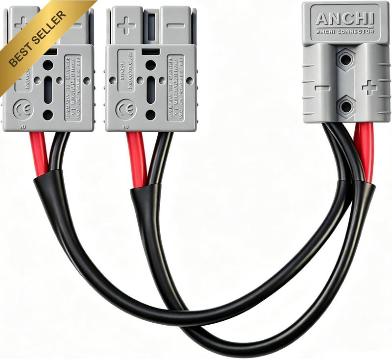 50 Amp Anderson Plug Double Y Splitter Cable, 1 to 2 Anderson Connector Extensio