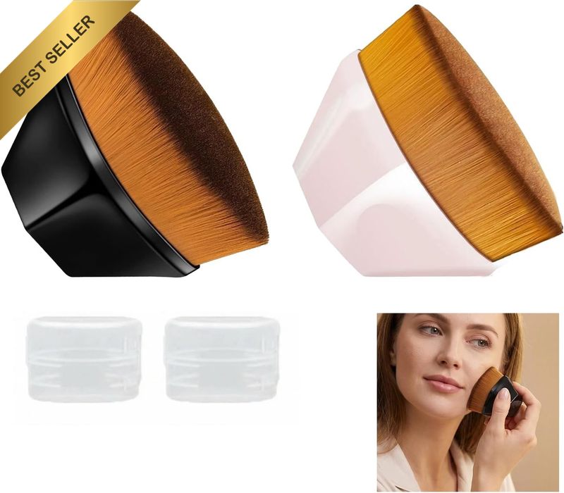 Premium Foundation Brush Set: 2-Piece Self Tanner Brushes with Bonus Case, Large