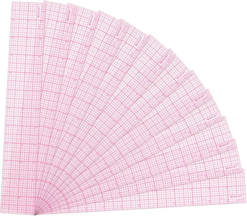 8Ths Graph Transparent Beveled Edge Ruler, Zero Centering Scale, Durable Laminat