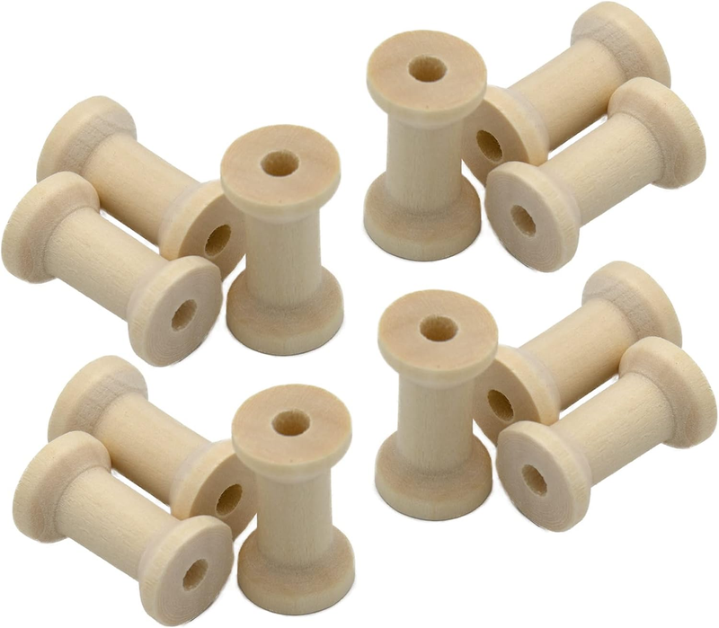 Empty Thread Wooden Spools, 20Pcs Unfinished Wooden Spools for Crafts and Sewing