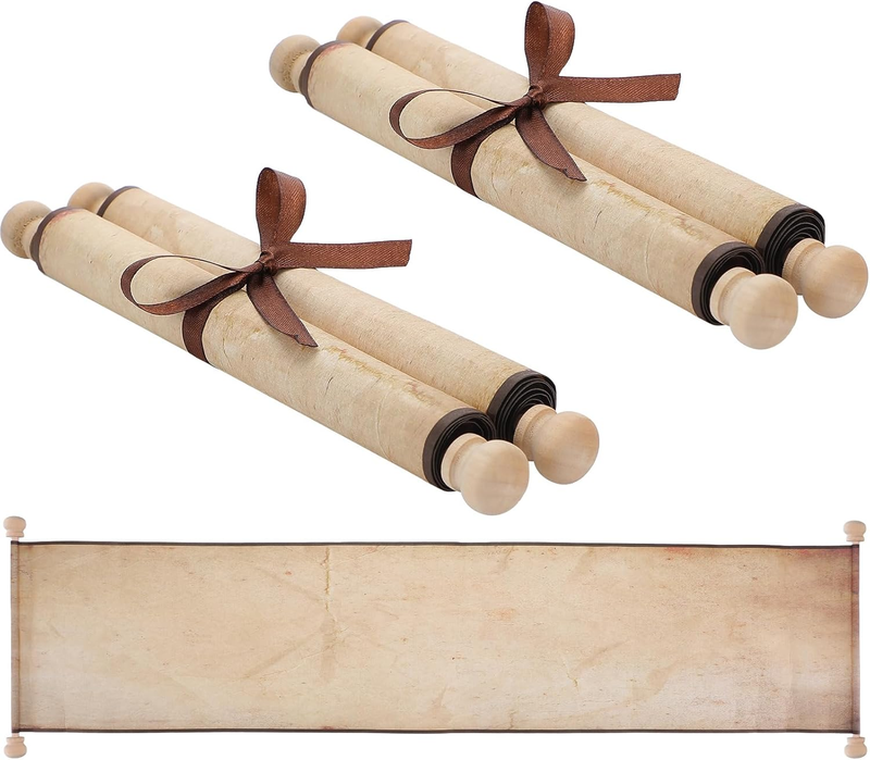 2 Pack Blank Paper Scrolls 9 X 72 Inches Wrapped on Wood Rod for Writing, Drawin