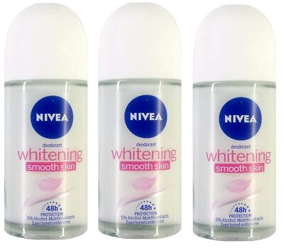 3pc Nivea Unisex Fresh Scent Deodorant Spray Roll-On Whitening Smooth Skin, 25Ml