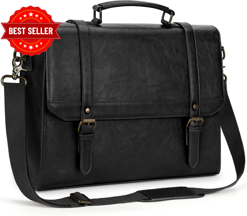 Messenger Bag for Men 15.6 Inch Vintage Leather Waterproof Laptop Briefcase for 