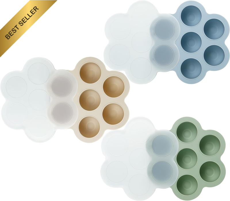 3-Pack Baby Food Freezer Trays with Lids Silicone Food Storage Molds
