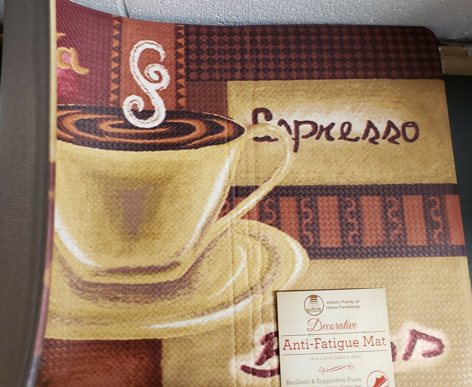 ANTI-FATIGUE NON SLIP FLOOR MAT (18"x30") PVC, COFFEE CUP & COFEE TYPES, Achim