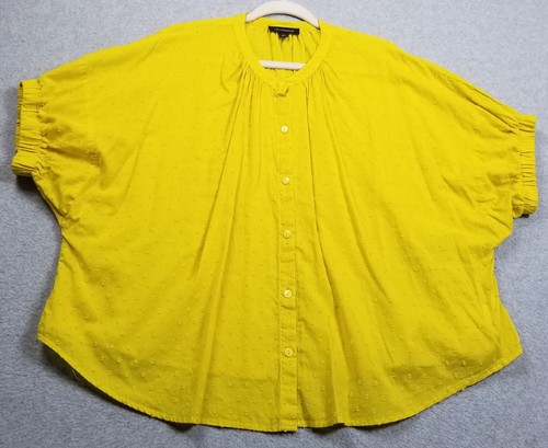 Calligraphie Button Up Shirt Women's Large Yellow Swiss Dots