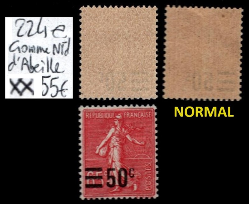 VariÃ©TÃ© Semeuse 224e : Gomme Nid D'Abeille, Neuf ** = Cote 55 â¬ / Timbre France