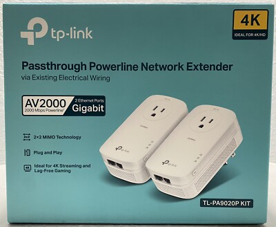 TP-LINK TLPA9020PKIT AV2000 2-Port Gigabit Powerline Starter Kit