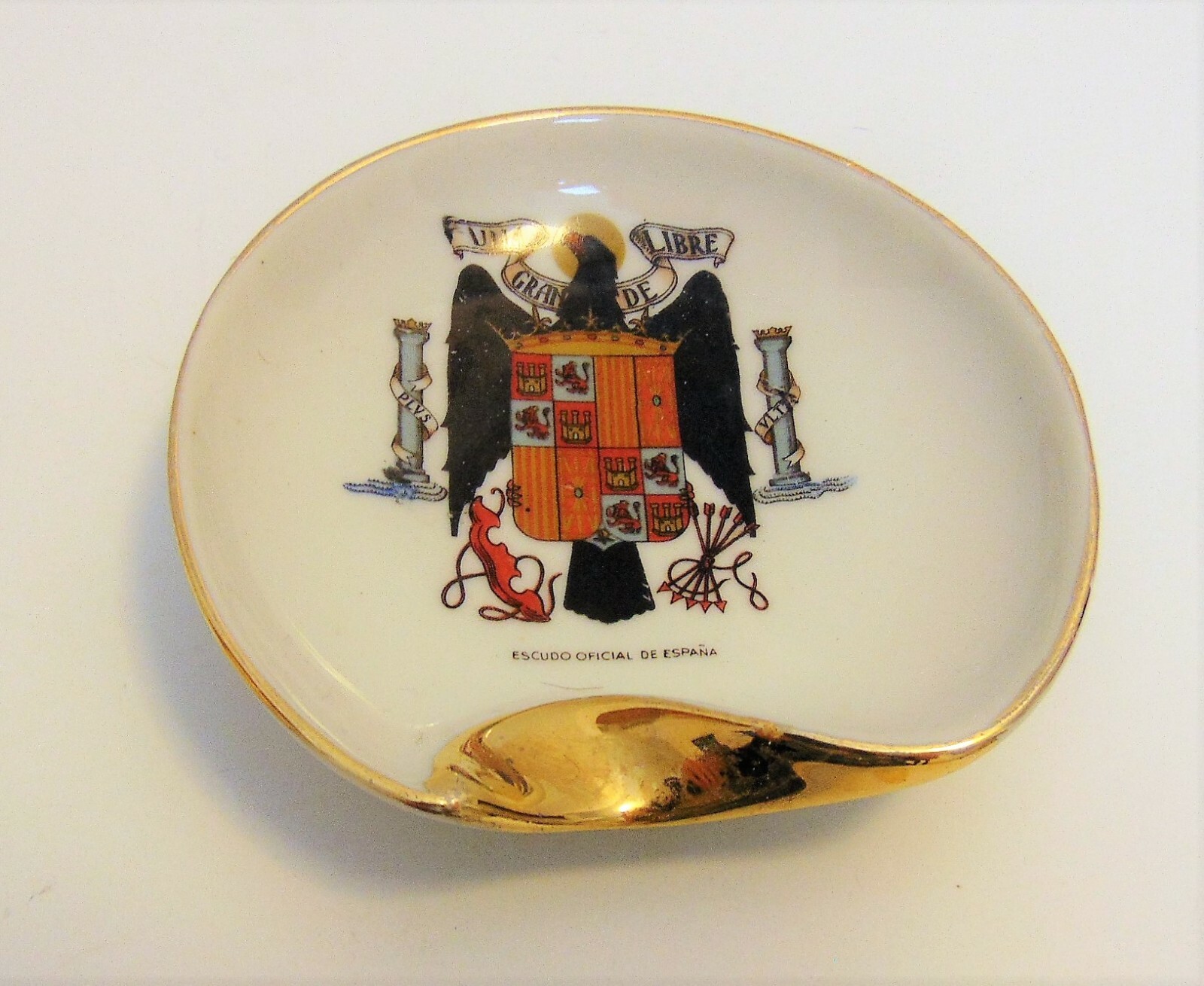 Vintage Porcelain Limoges Ashtray Escudo Oficial de Espana Eagle