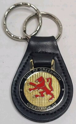 BMW logo car auto vintage keyring Leather keychain Dealership Greenwich, CT