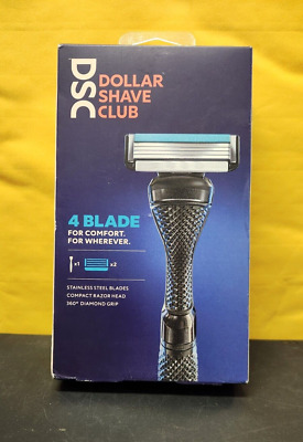 Dollar Shave Club 4 Blade Razor Shaver 1 Handle and 2 Cartridges