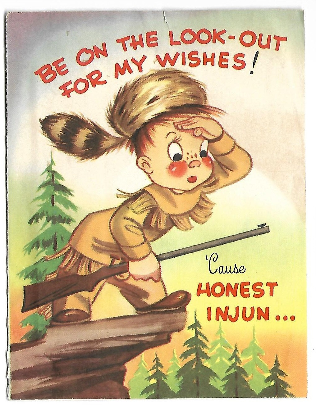 1940s Vintage Birthday Card ~ Little Boy 'Honest Injun