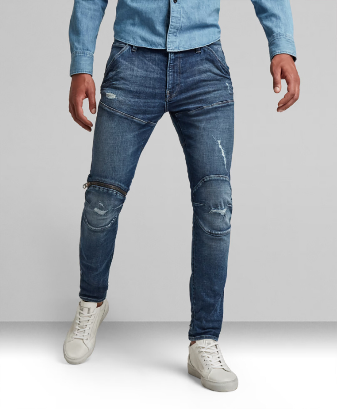 G-Star Faded Ripped Baltic Sea 5620 3D Zip Knee Skinny Heavy G-Star Faded Ripped Baltic Sea 5620 3D Zip Knee Skinny Heavy