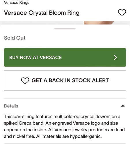 Pre-owned Versace Greca Multi Color Crystal Flower Bloom Silver Ring Size 15/us 7 $675