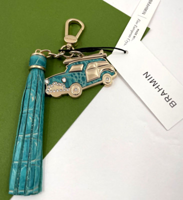 Brahmin Handbag Hang Tag Copa Car Charm Leather Tassel Mermaid Green Melbourne