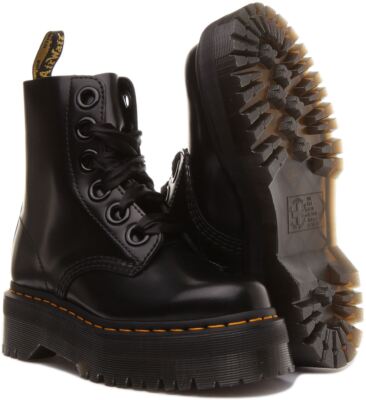Pre-owned Dr. Martens Dr Martens Molly 6 Eye Bold Lace Platform Sole In Black Size Us 5 - 11