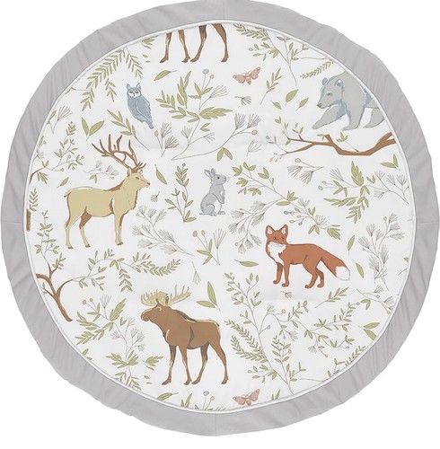 Sweet Jojo Designs Woodland Animals Toile Round Playmat EUC 