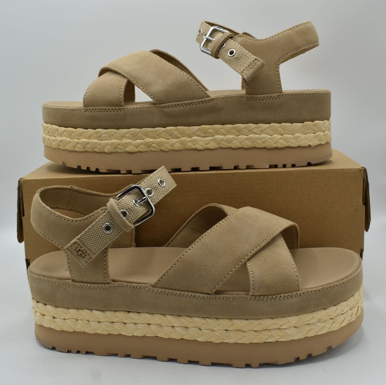 UGG Womens Size 10 Aubrey Ankle Strap Sand Platform Sandals