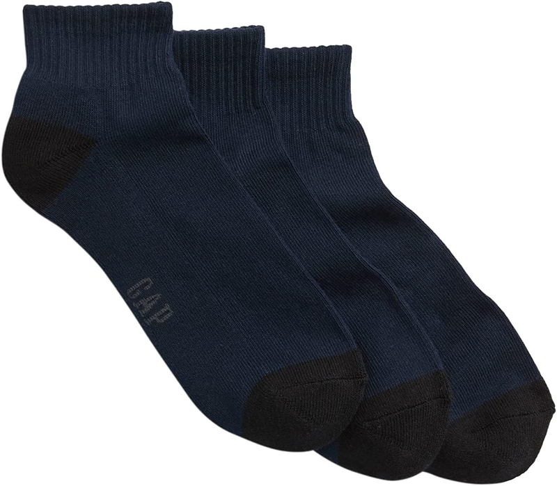 GAP Men's 3-Pack Quarter Crew Socks, One Size