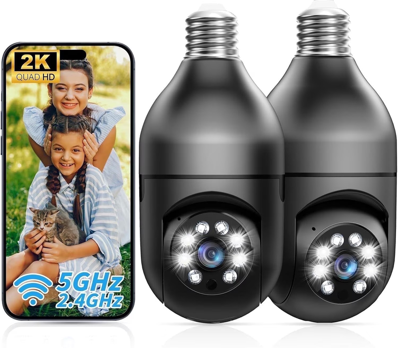 2x WiFi Foco Bombilla Camara Inalambrica De Seguridad Para Casa Espia Vigilancia