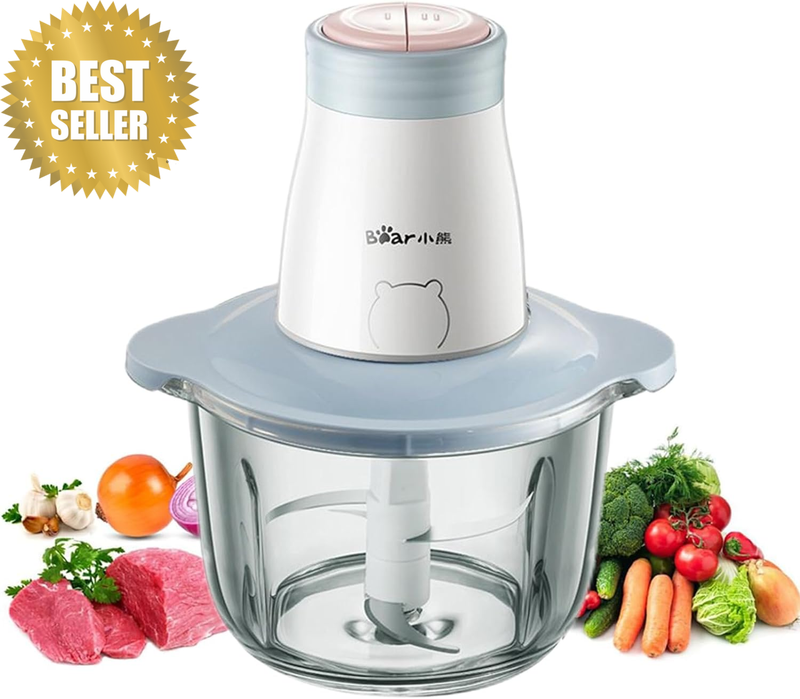 Food Processor, 300W Electric Meat Grinder Food Chopper W/ 2L Dishwasher Safe Gl