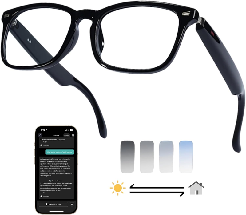 AI Smart Glasses, 164 Language Translation Glasses, Bluetooth Glasses with Speak