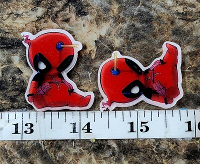 5 qty GLITTER Superhero Planar Resin Flatback Hair Bow Center 2015931 Deadpool