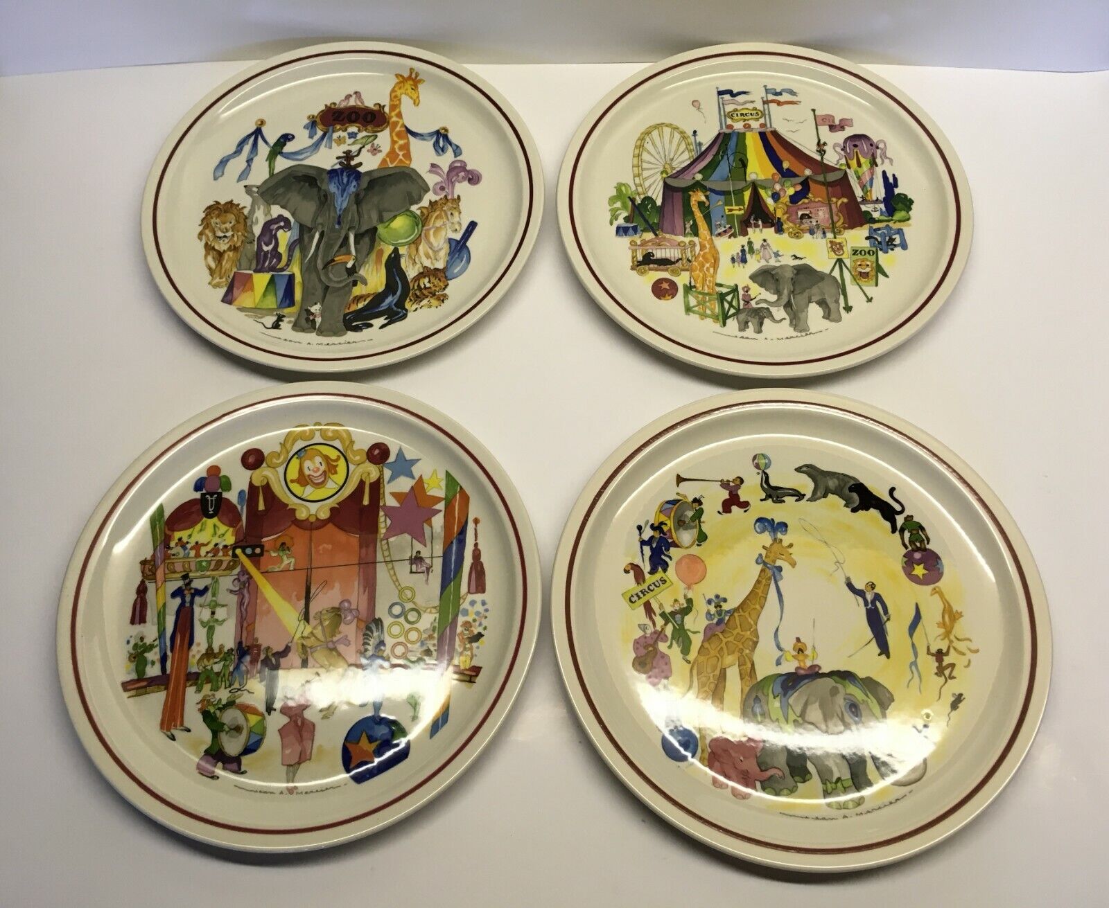 4 Villeroy & Boch Le Cirque Wall Plates 9-1/4 4 Villeroy & Boch Le Cirque Wall Plates 9-1/4