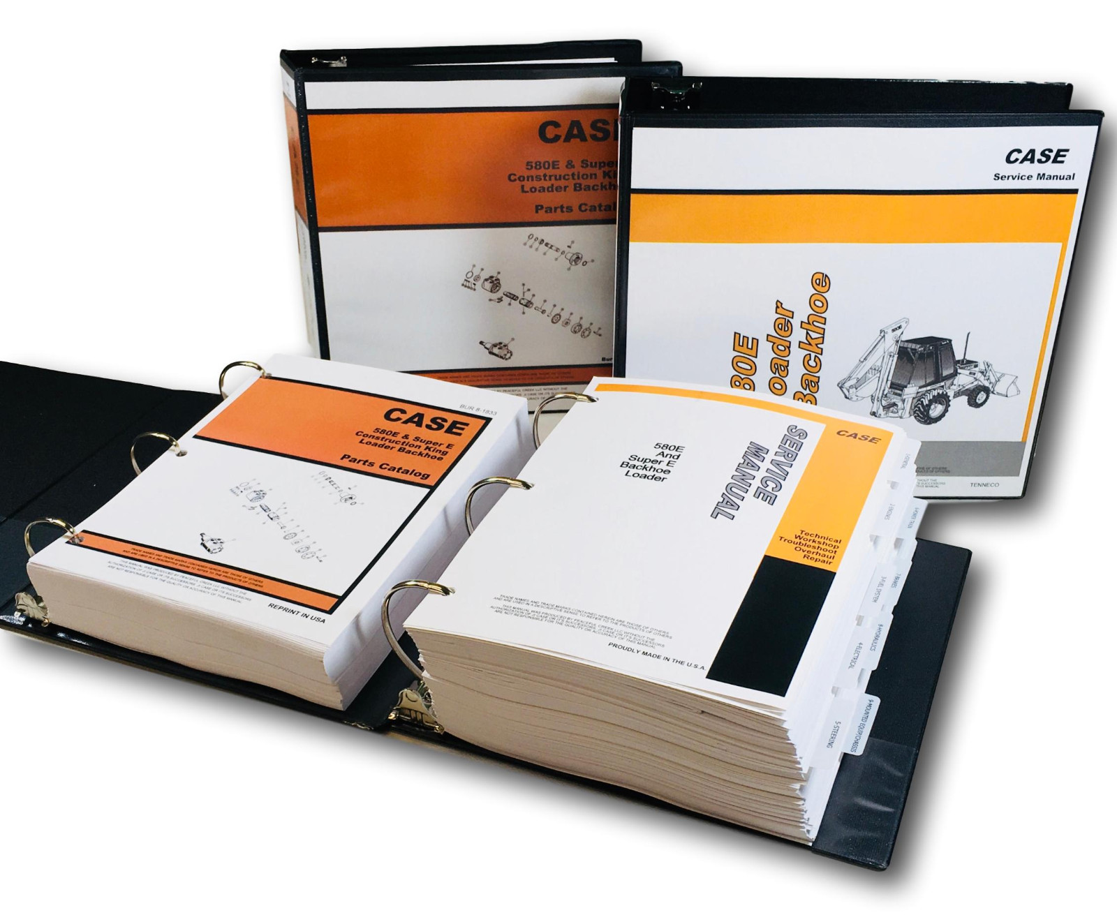 CASE 580E 580SE 580 SUPER E LOADER BACKHOE SERVICE MANUAL PARTS CATALO
