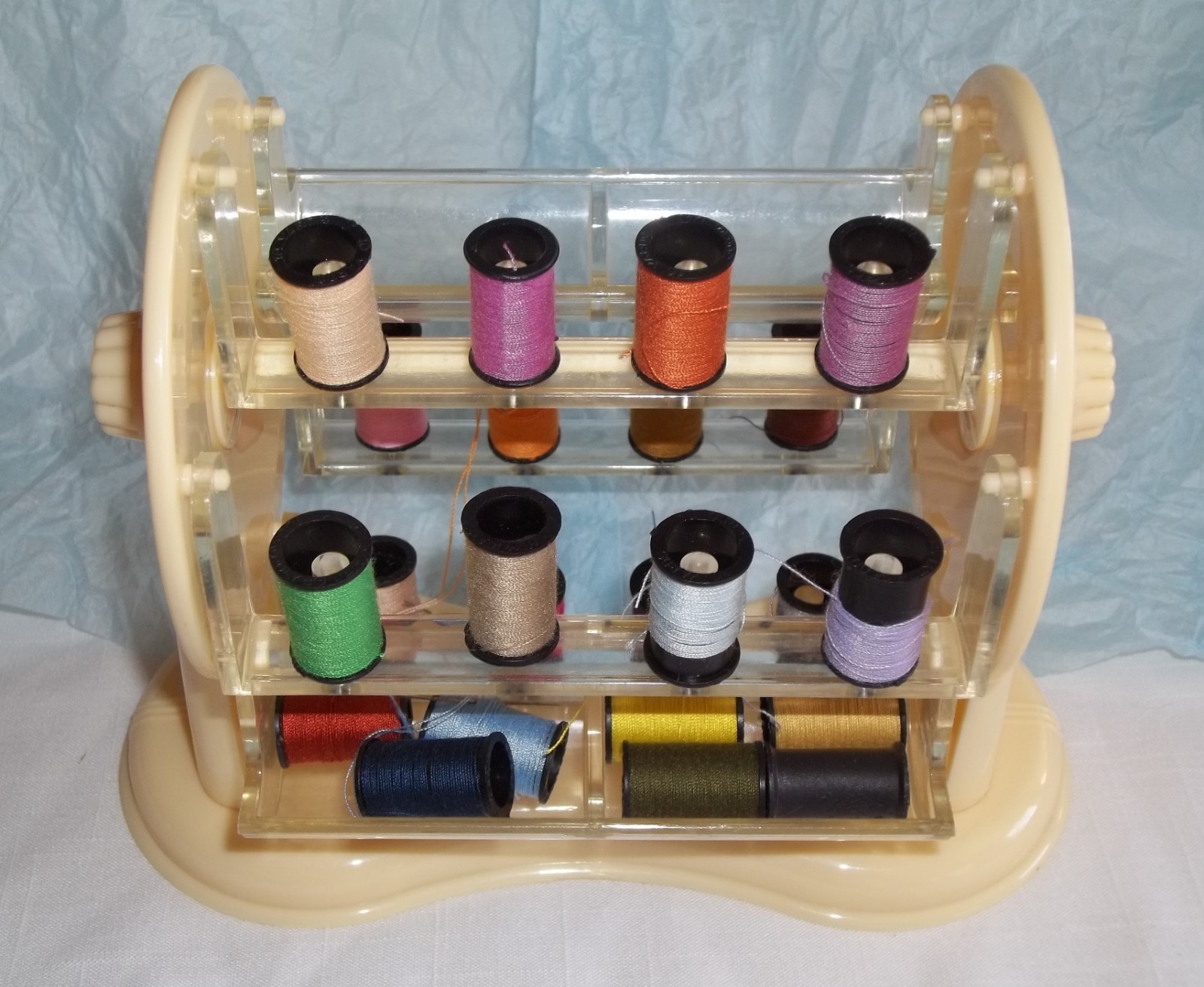 Vintage WESTCRAFT Sewing Thread Spool Holder FERRIS WHEEL w/Thread