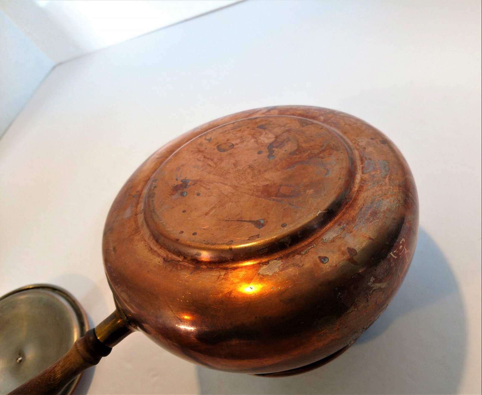 Vintage Copper Saucepan Wood Handle Tagus Portugal Tin Lined Country Farmhouse