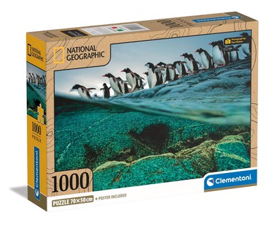 Clementoni 39730 National Geographic-Gentoo Penguins 1000 Pieces, Jigsaw Adults,