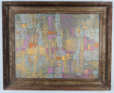 Murray Hantman ca. 1950's Abstract Expressionist oil painting mid-century modern